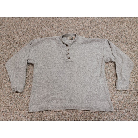 Fieldmaster Other - Fieldmaster Henley Sweater Mens 2XL Gray Vintage Cotton Knit Made in USA 90s